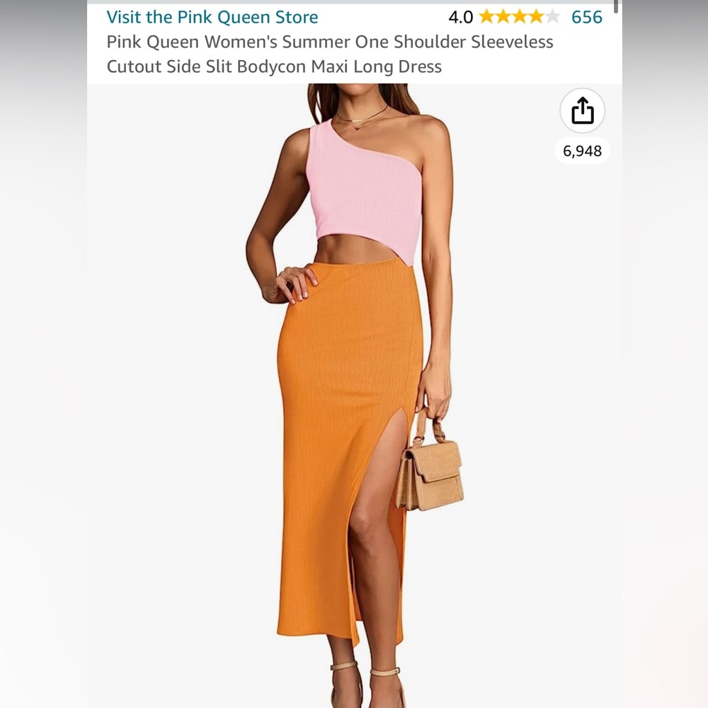 Pink Queen Women's Summer One Shoulder Sleeveless Cutout Side Slit Bodycon Maxi